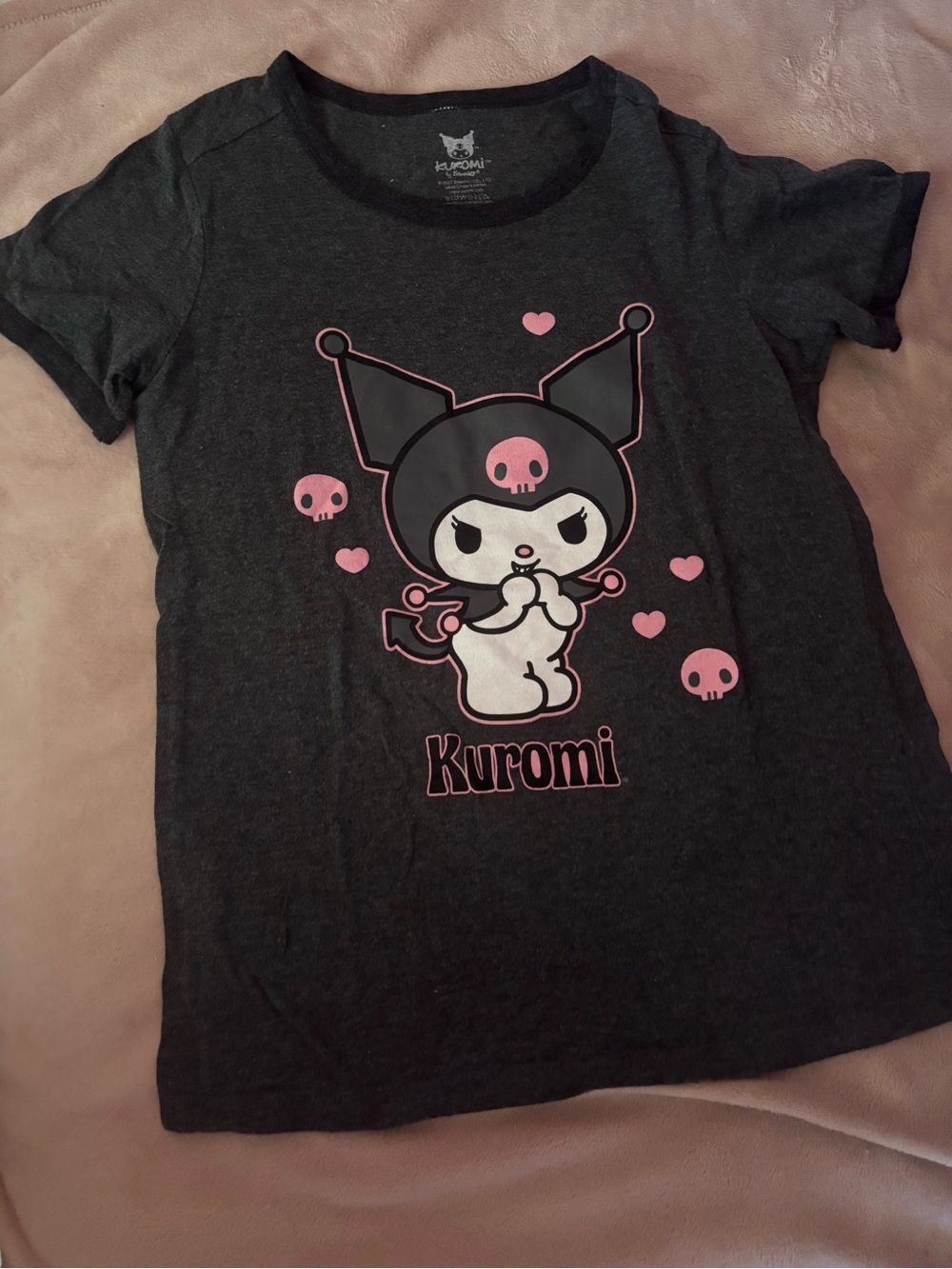 Sanrio Kuromi Charcoal Tee with Pink Accents
